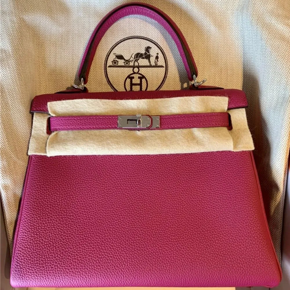Hermès Kelly 25 Rose Pourpre Togo Palladium Hardware PHW