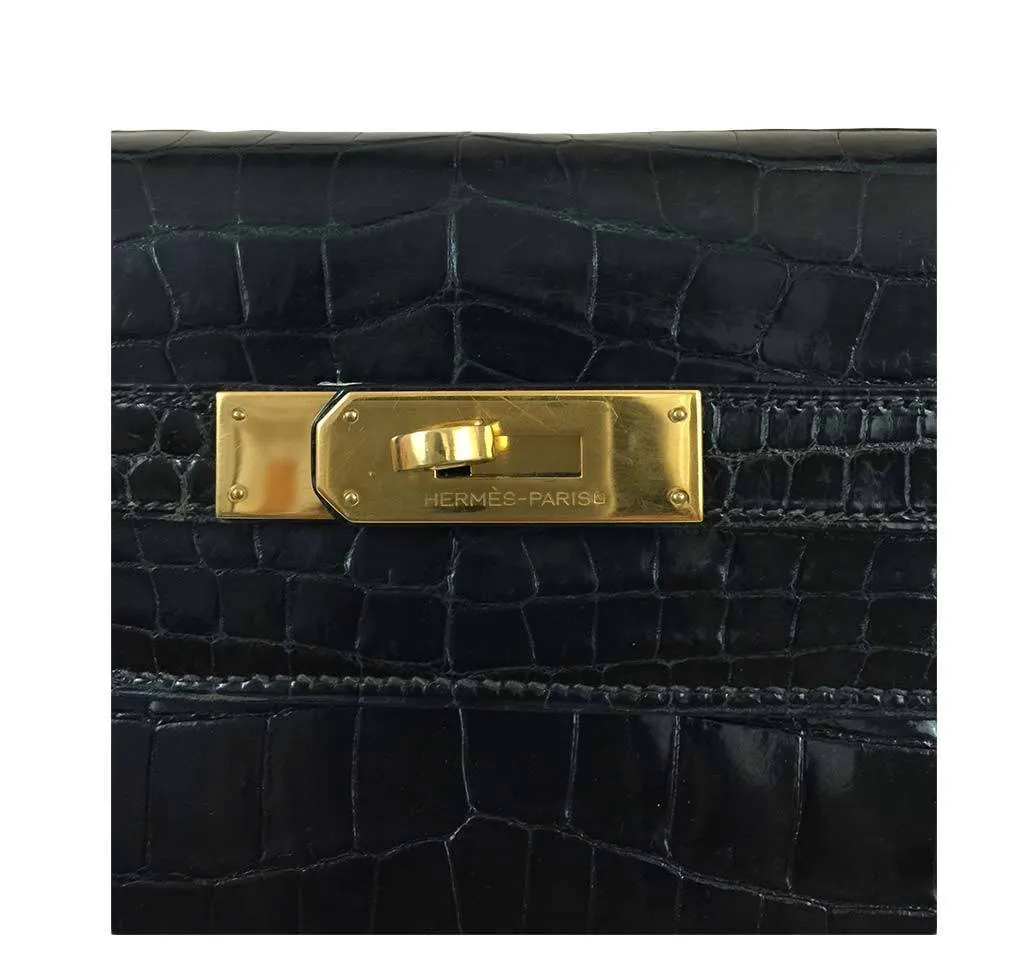 Hermès Porosus Crocodile Kelly 32 Black Bag