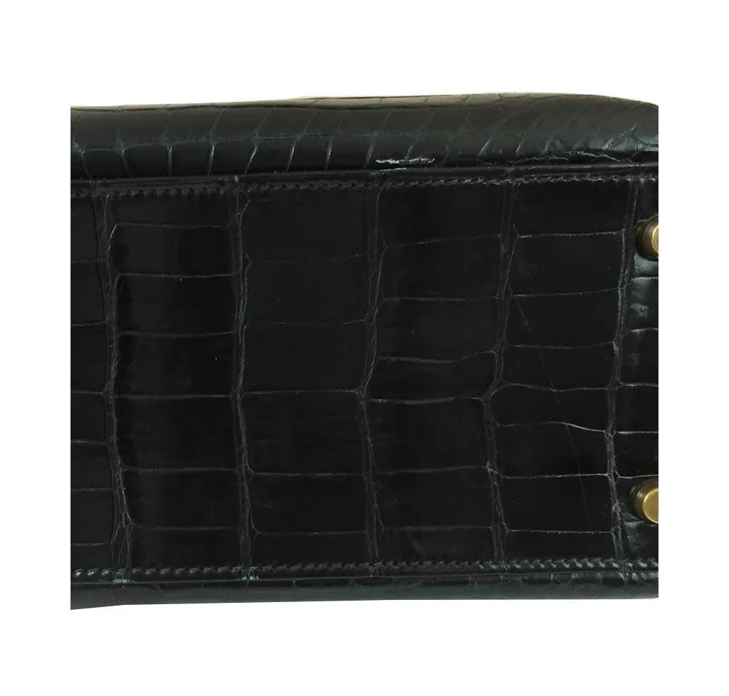 Hermès Porosus Crocodile Kelly 32 Black Bag