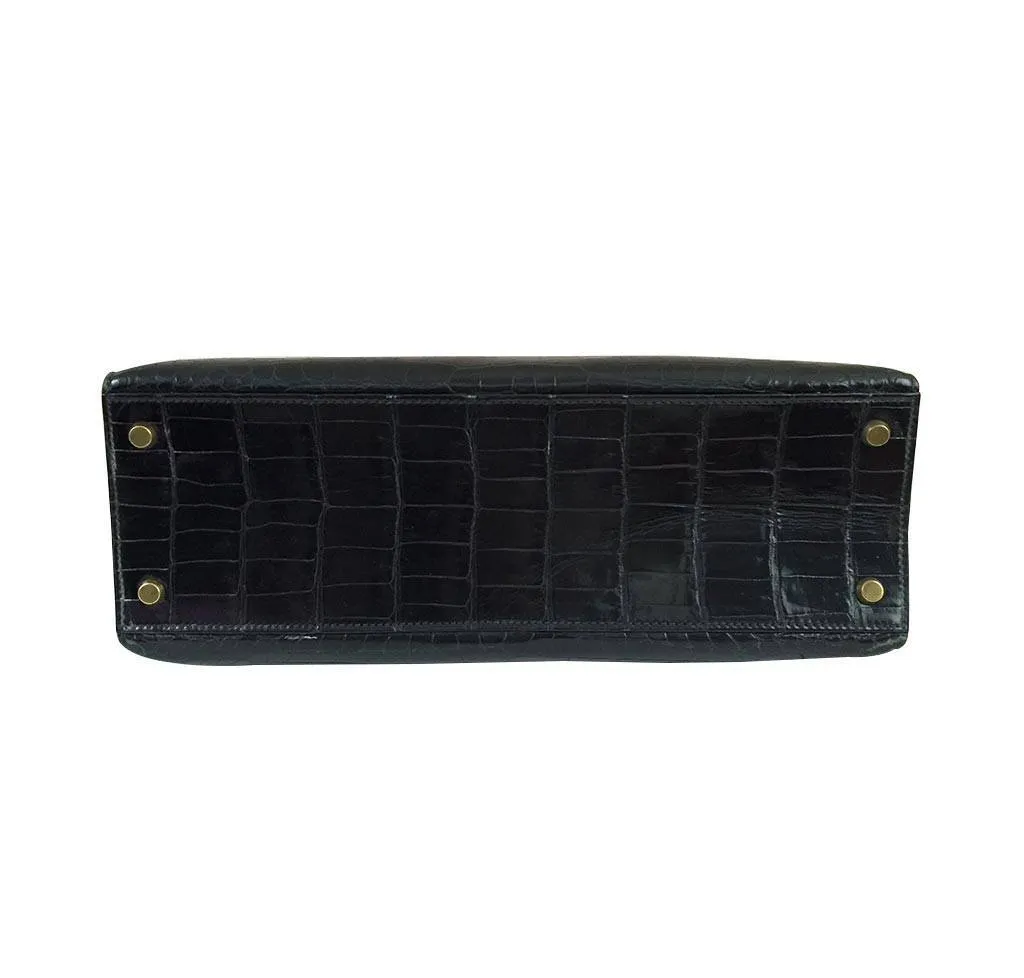 Hermès Porosus Crocodile Kelly 32 Black Bag