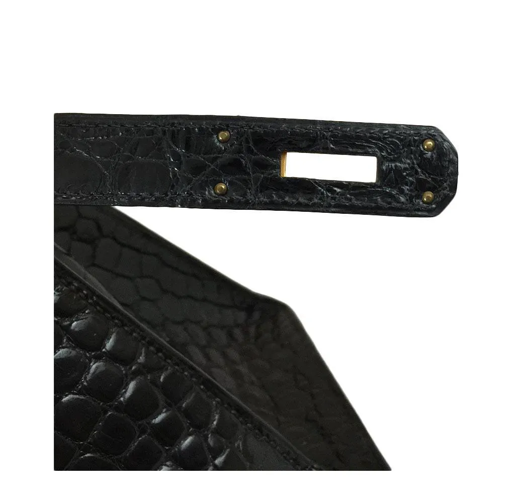 Hermès Porosus Crocodile Kelly 32 Black Bag