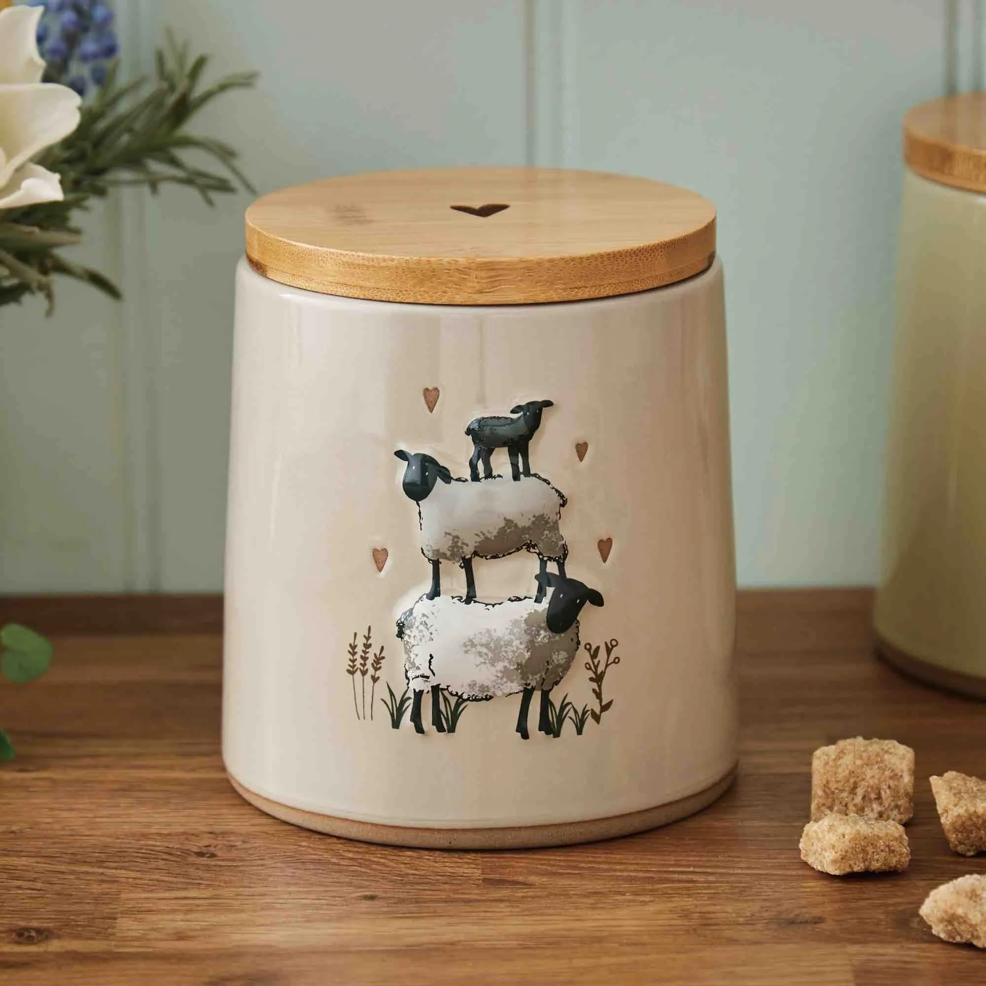 Highland Sheep Ceramic Canister - Beige