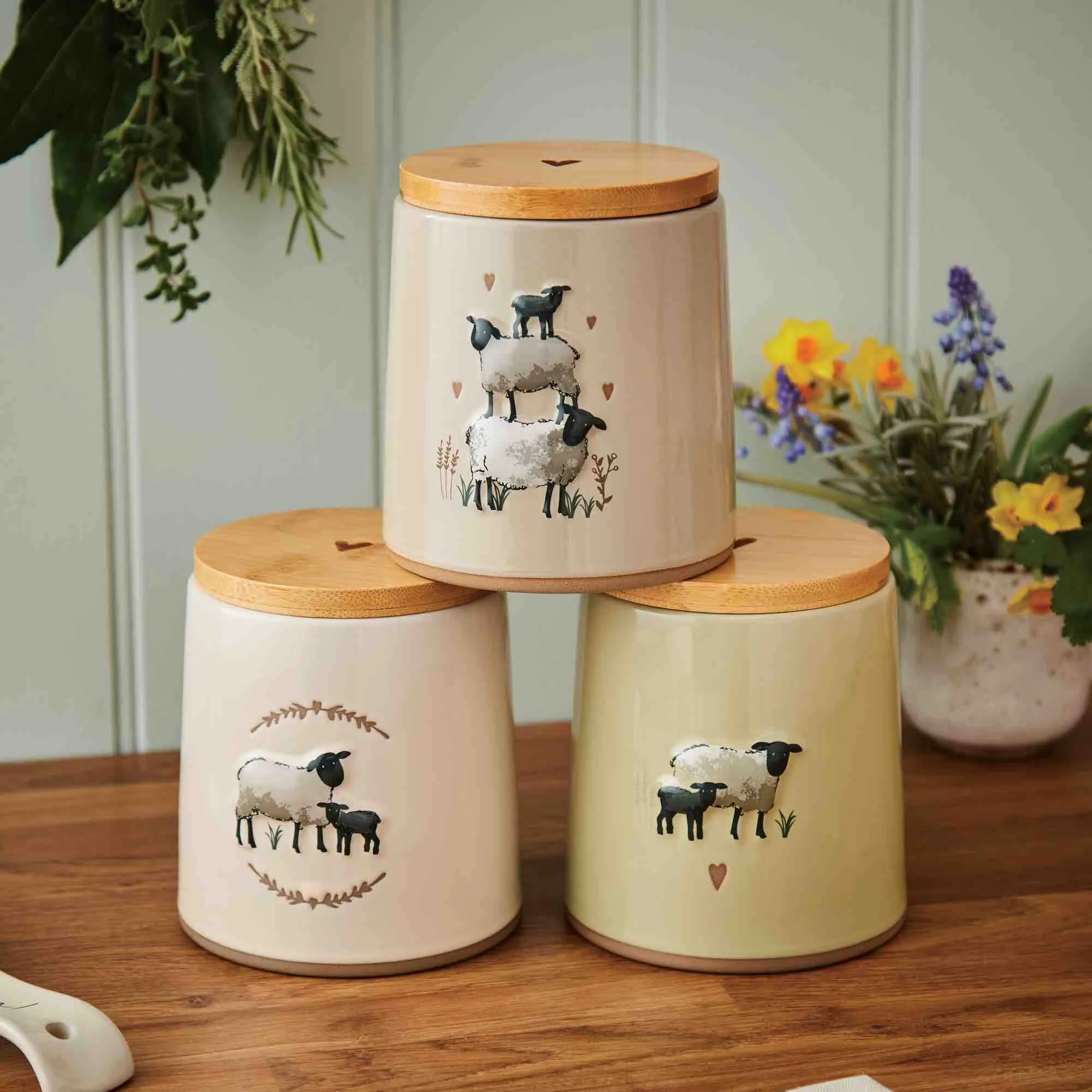 Highland Sheep Ceramic Canister - Beige