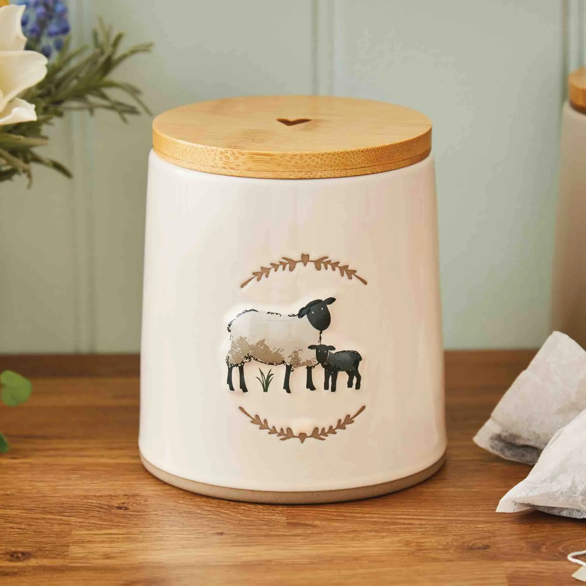 Highland Sheep Ceramic Canister - Cream