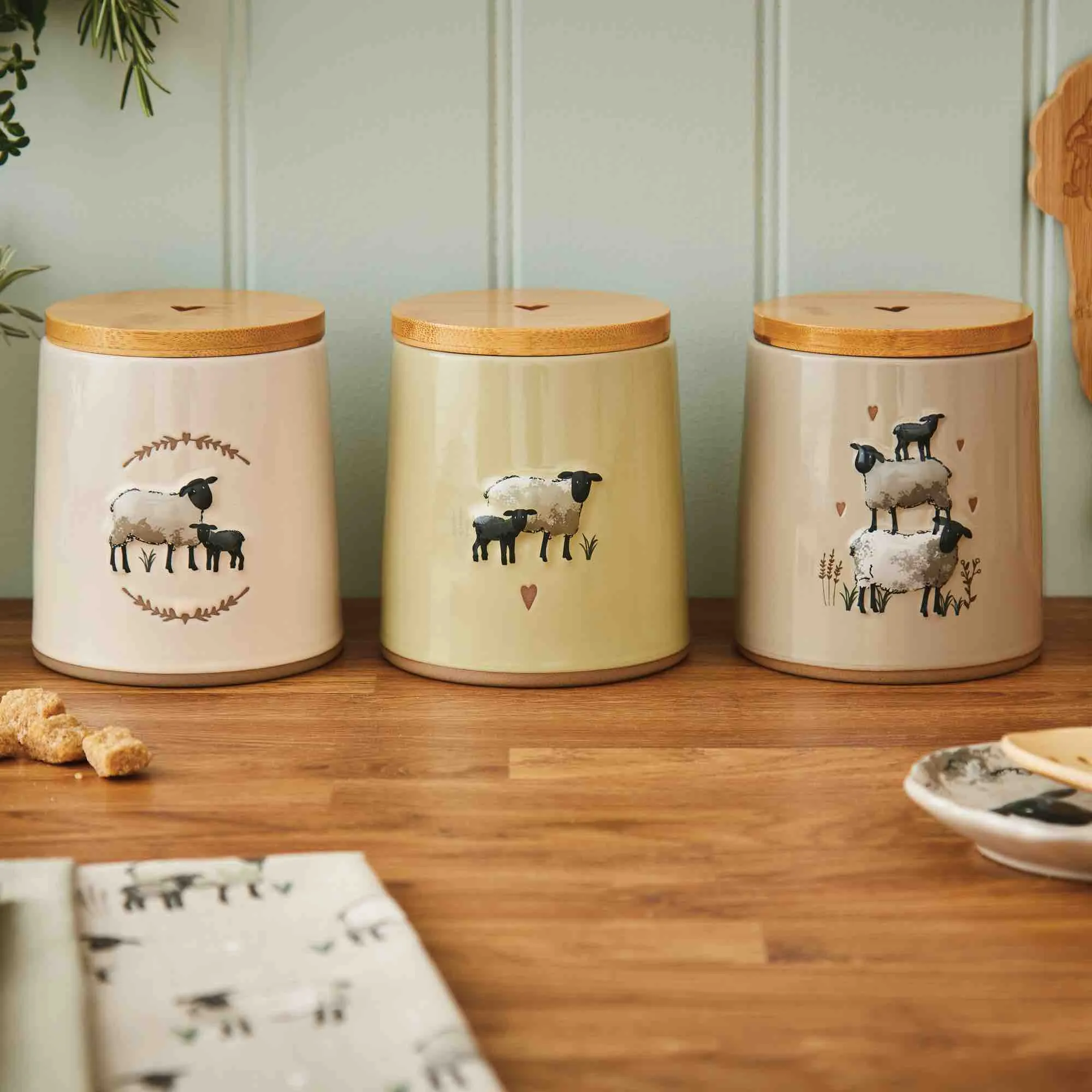 Highland Sheep Ceramic Canister - Cream