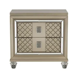 Homelegance Furniture Loudon 2 Drawer Nightstand in Champagne Metallic 1515-4