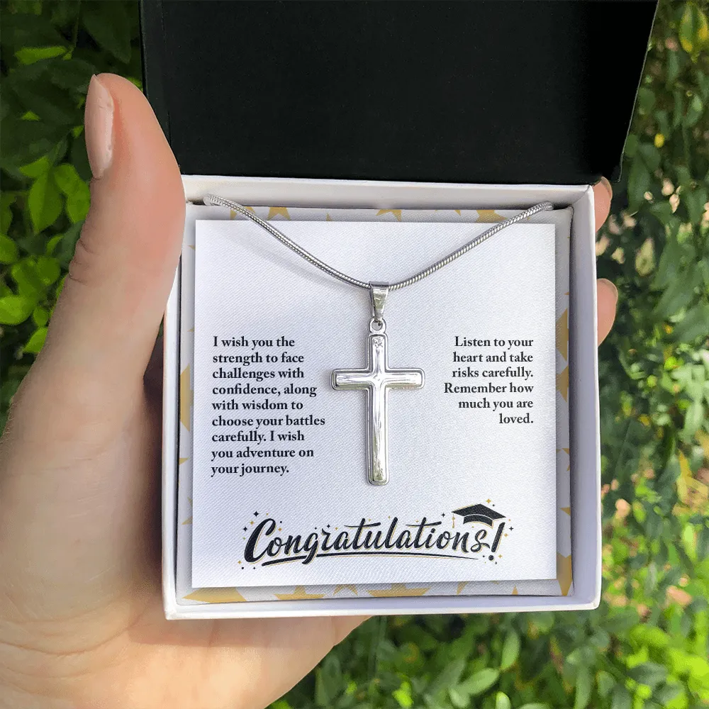 I wish you adventure on your journey -Snake Chain Cross Necklace
