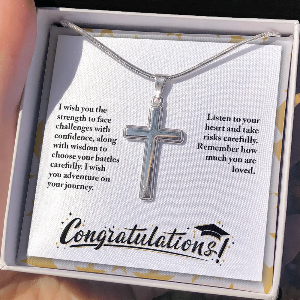 I wish you adventure on your journey -Snake Chain Cross Necklace