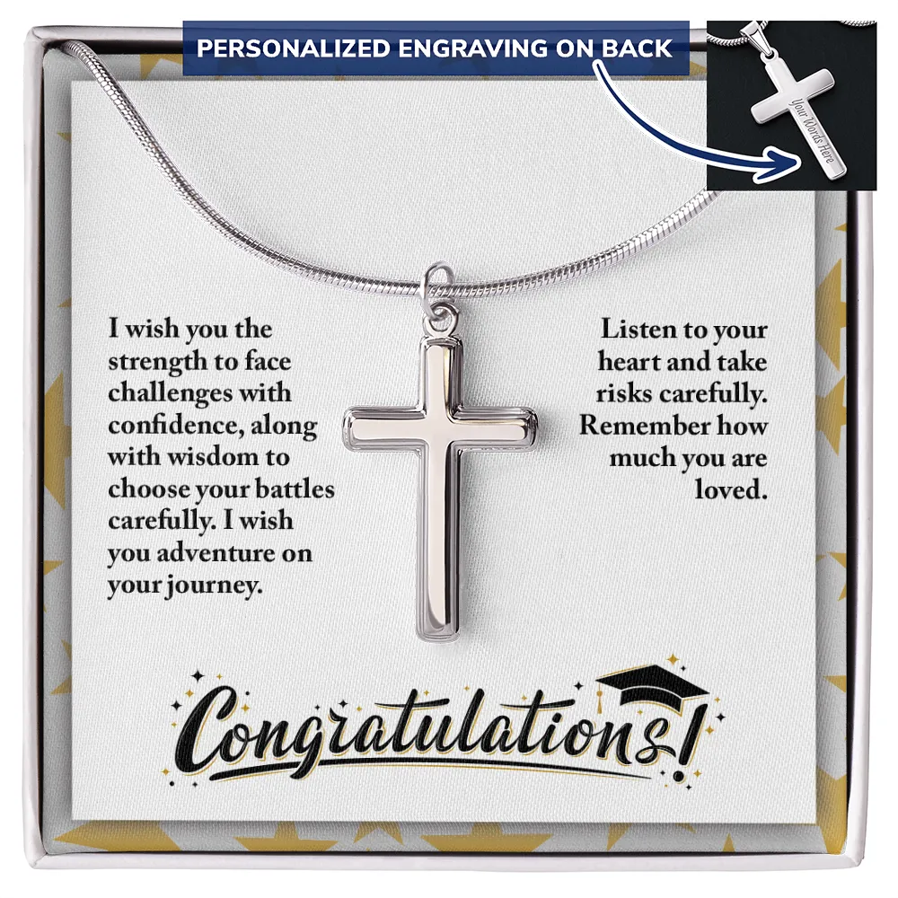 I wish you adventure on your journey -Snake Chain Cross Necklace