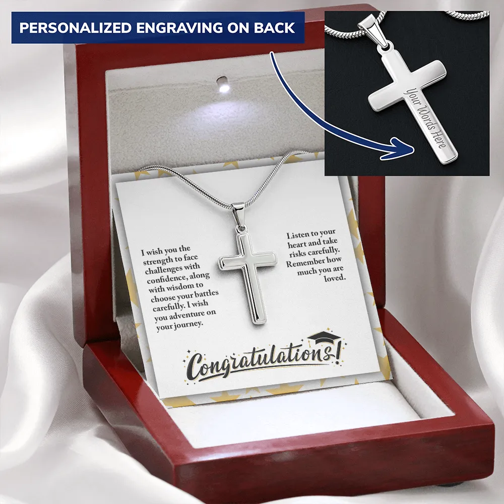 I wish you adventure on your journey -Snake Chain Cross Necklace