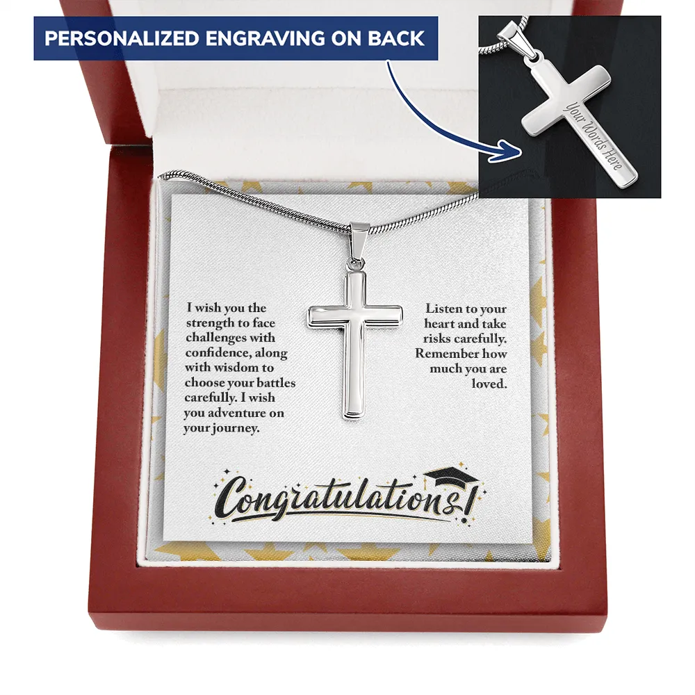 I wish you adventure on your journey -Snake Chain Cross Necklace