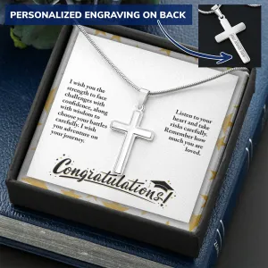 I wish you adventure on your journey -Snake Chain Cross Necklace