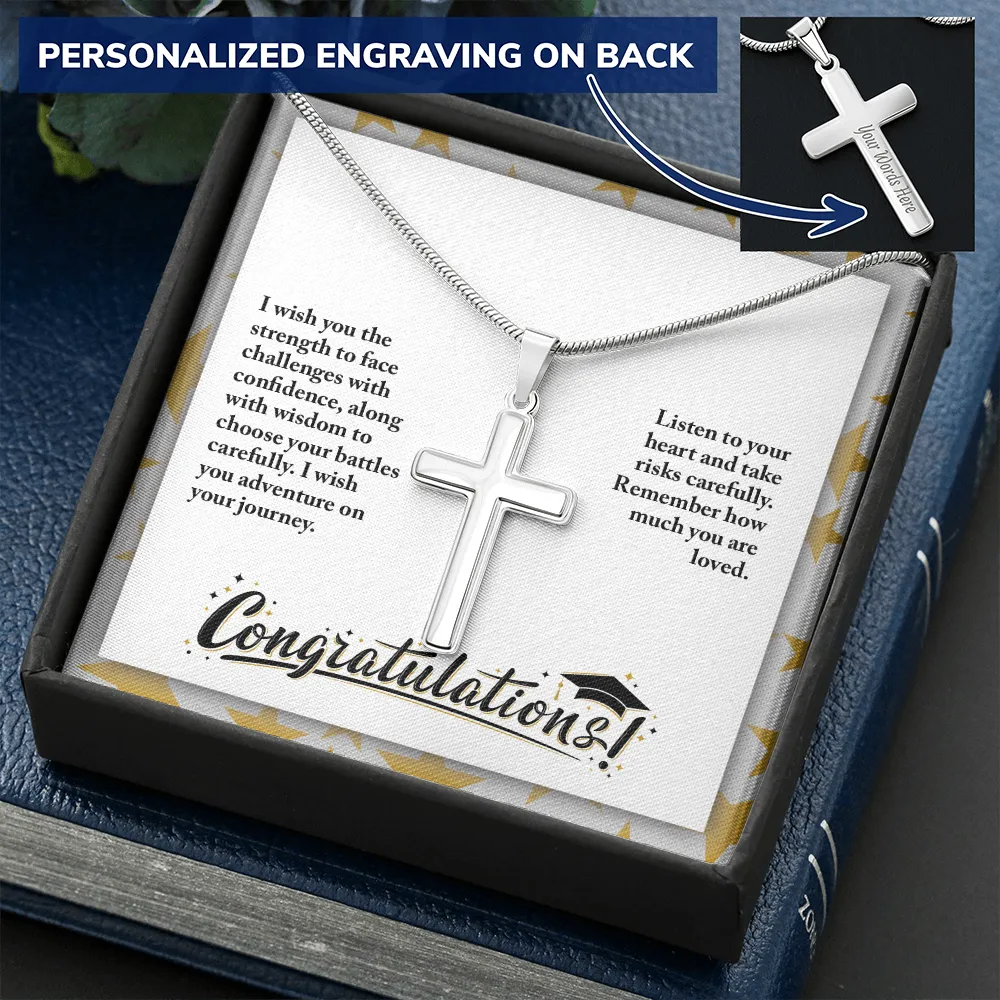 I wish you adventure on your journey -Snake Chain Cross Necklace