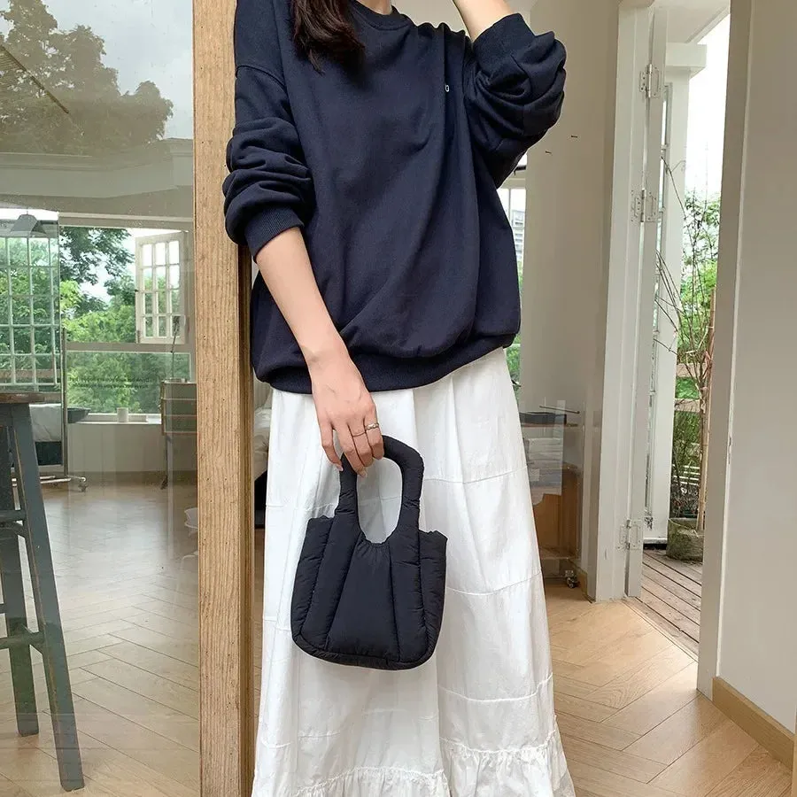 Kawaii Cozy Nylon Puff Tote 👜✨ | Mini Designer Handbag for Winter Fun ❄️💖 | Stylish Shoulder & Crossbody Bag with Chains