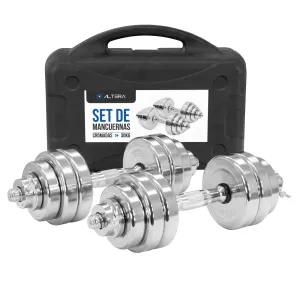 Kit De Mancuernas Ajustables Altera Con Maletin 30 Kgs