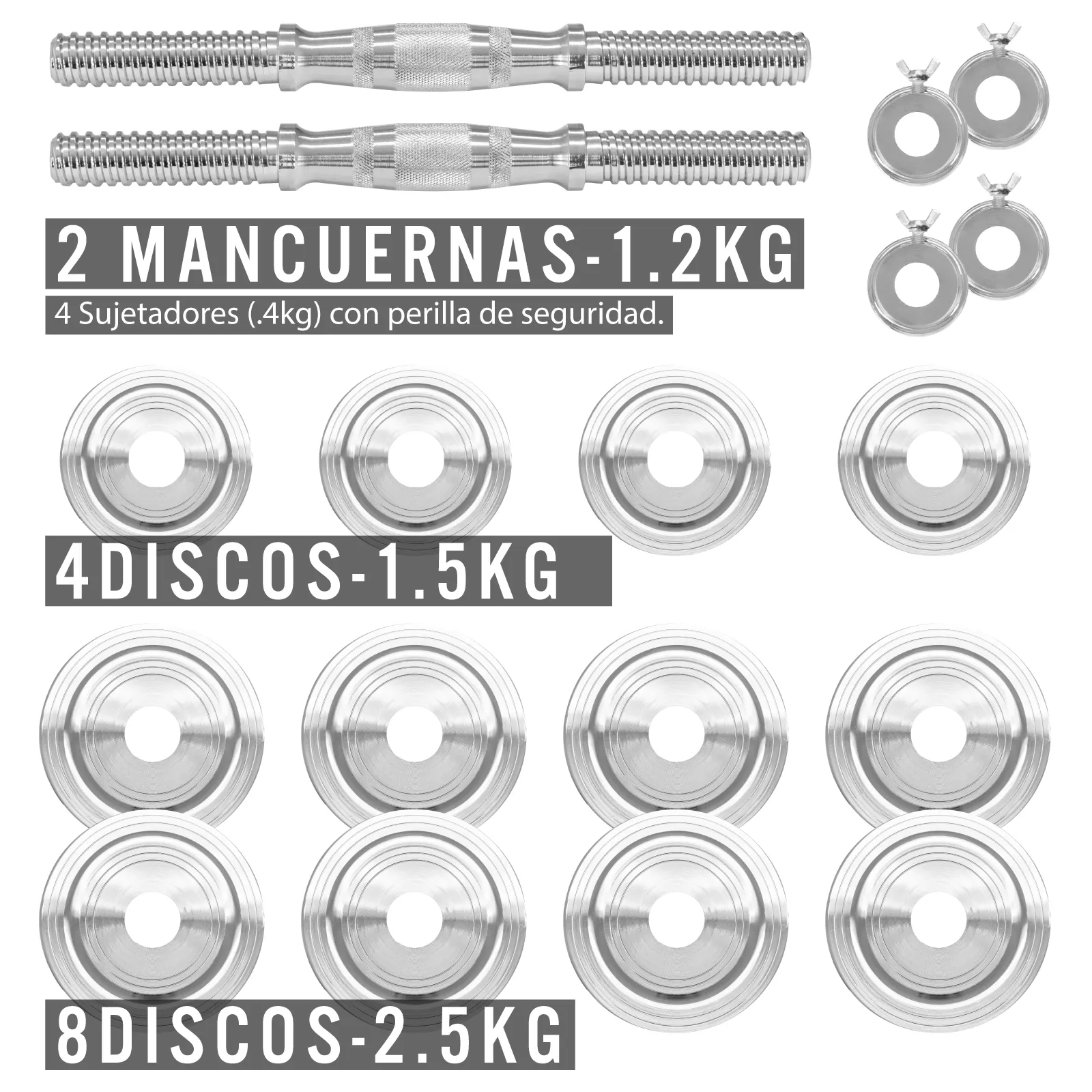 Kit De Mancuernas Ajustables Altera Con Maletin 30 Kgs