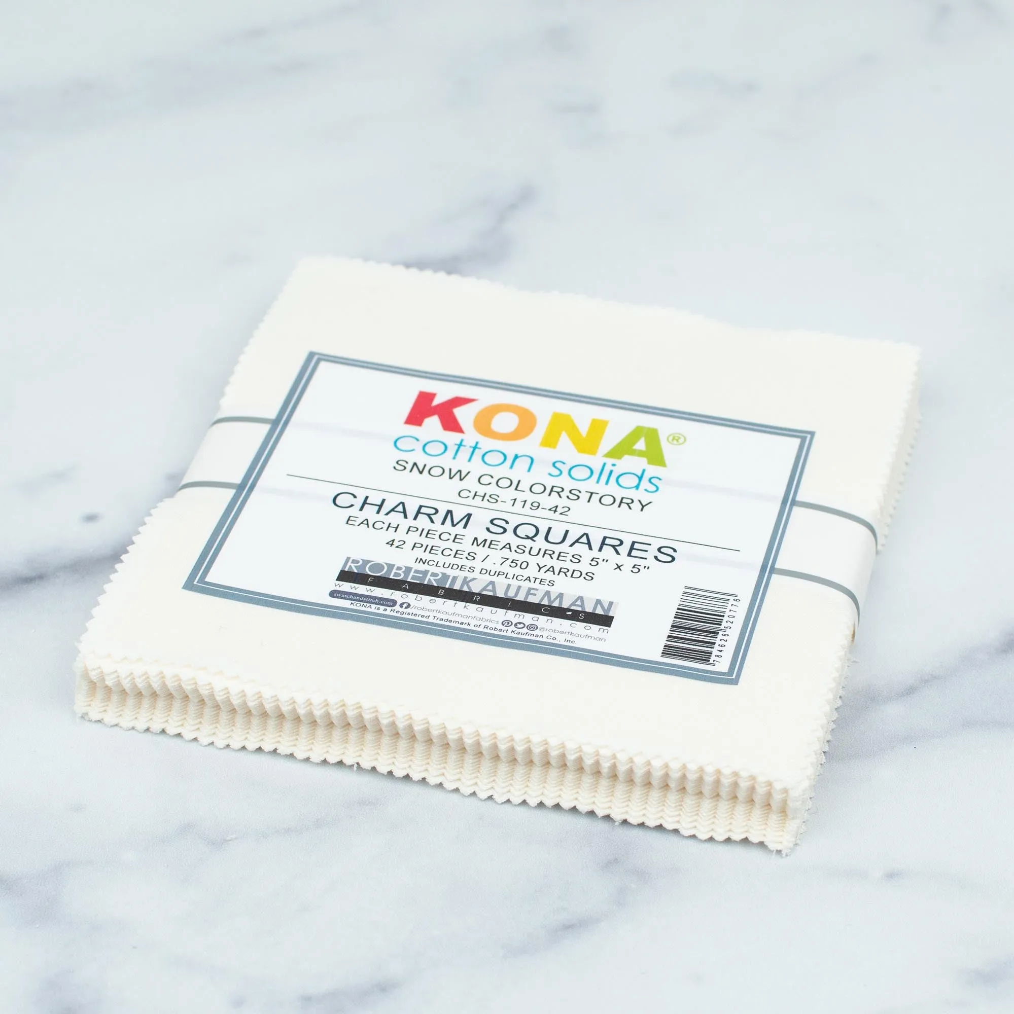 Kona Cotton 5" Charm Squares - Snow