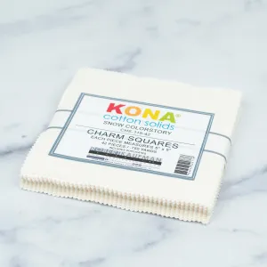 Kona Cotton 5" Charm Squares - Snow