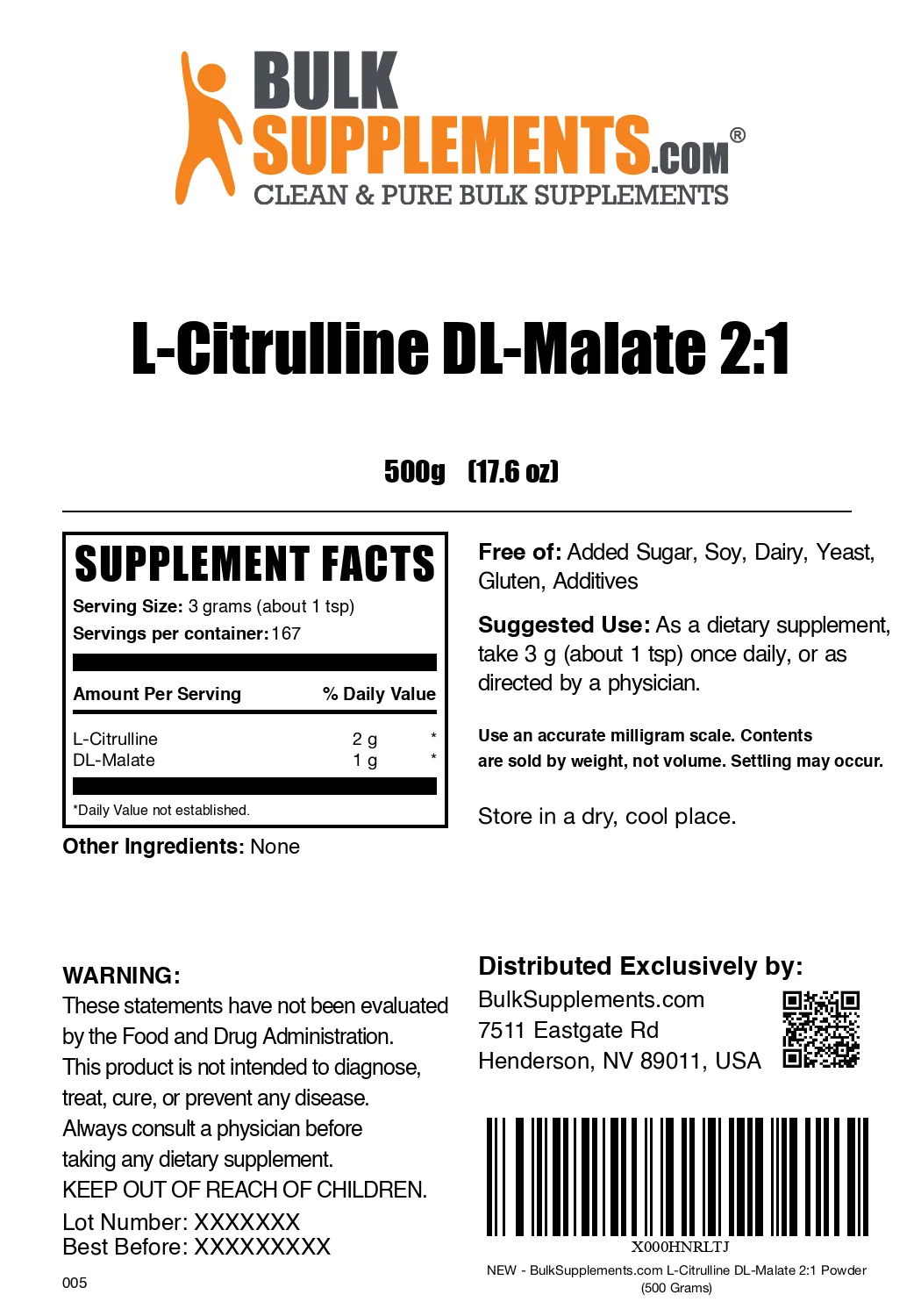 L-Citrulline DL-Malate 2:1 Powder