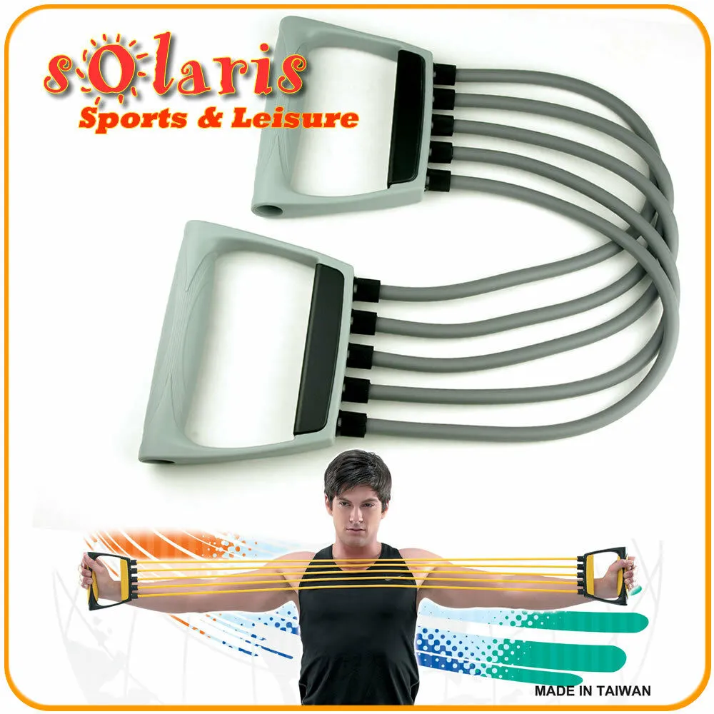 Large Resistance Tube Chest Expander 5 Removable Tubes for Fitness Home Exercise