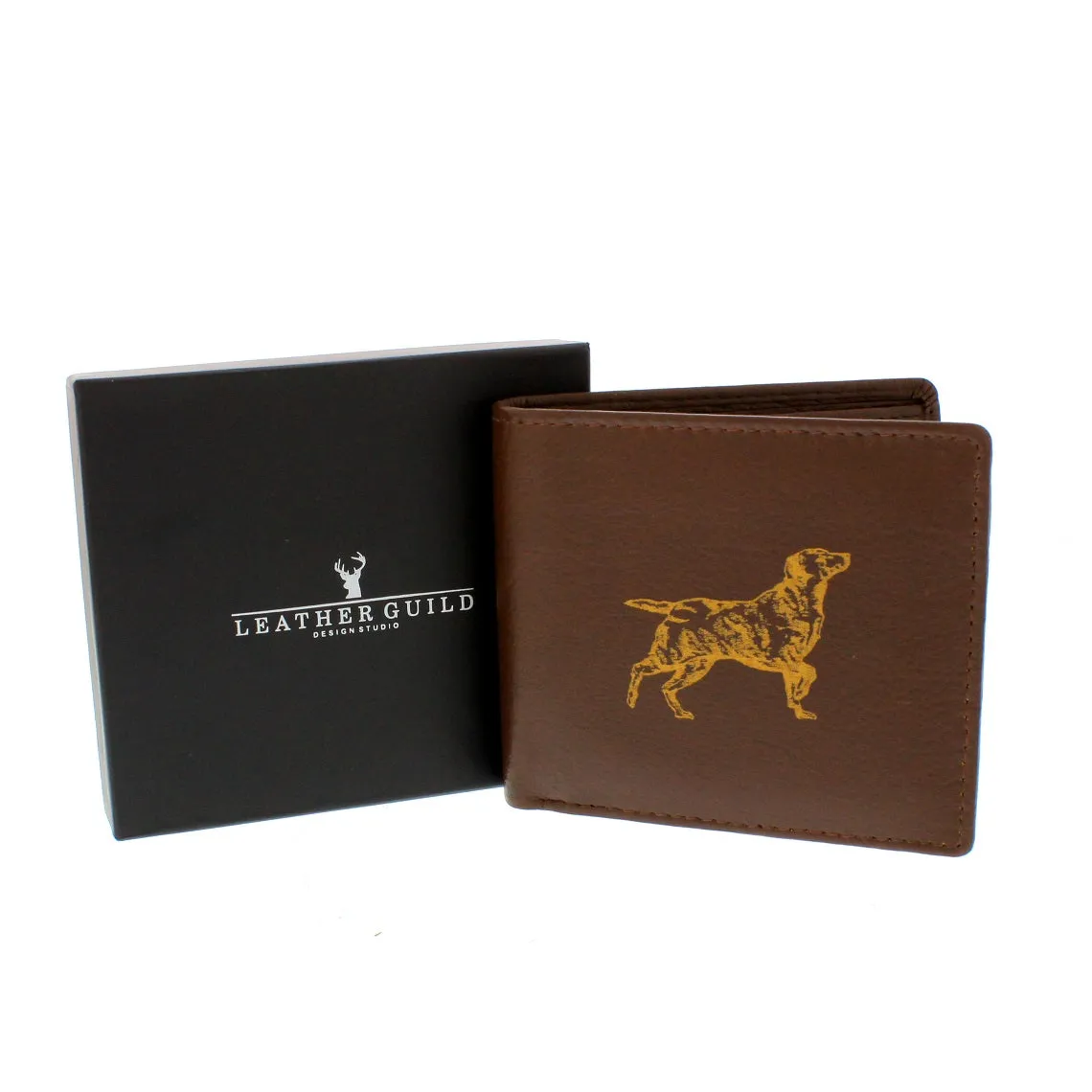 Leather Guild Brown Leather Labrador Engraved Wallet