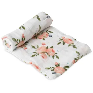Little Unicorn Cotton Muslin Single Swaddle (Watercolour Roses)