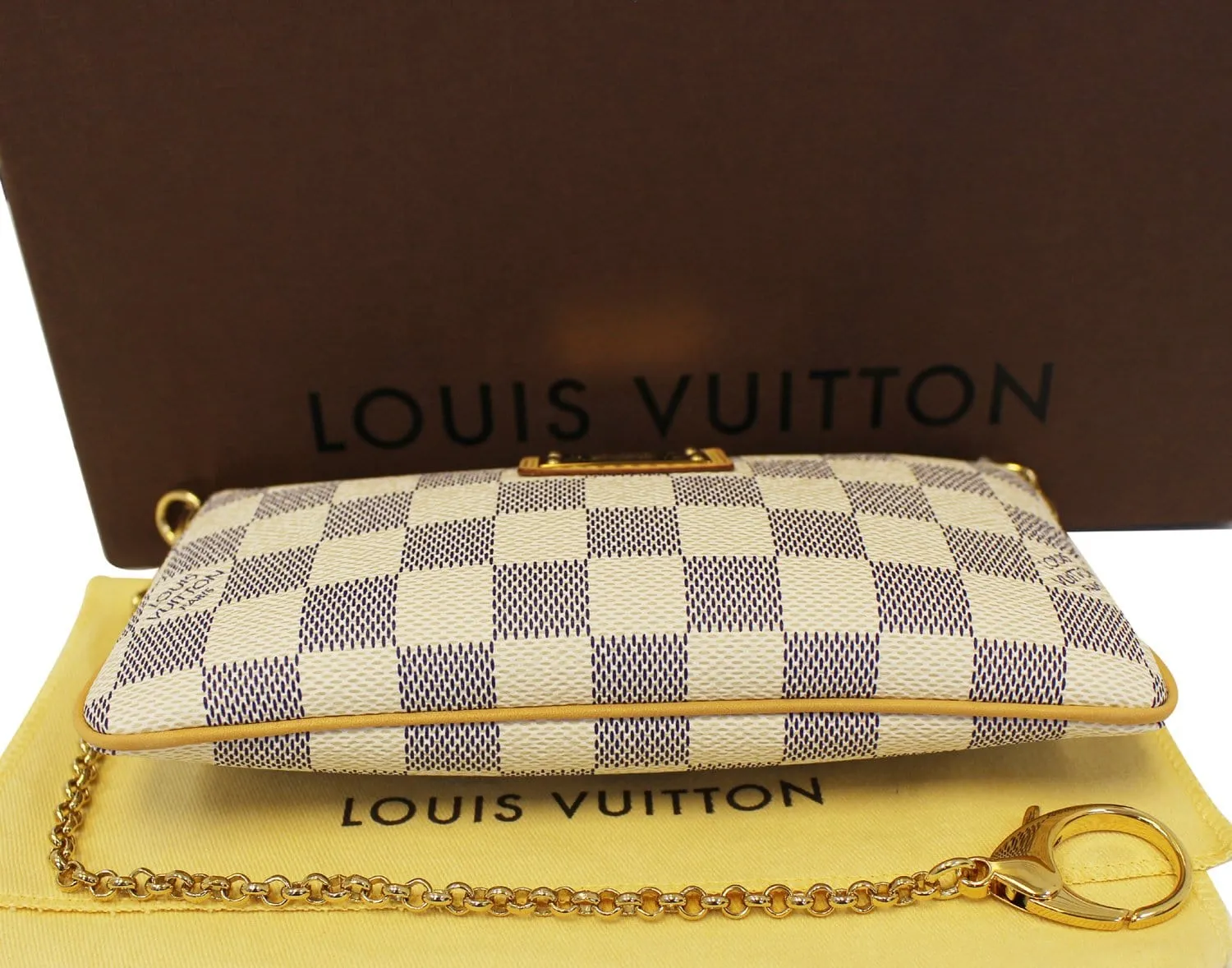 LOUIS VUITTON Damier Azur Milla MM White Pouch Bag