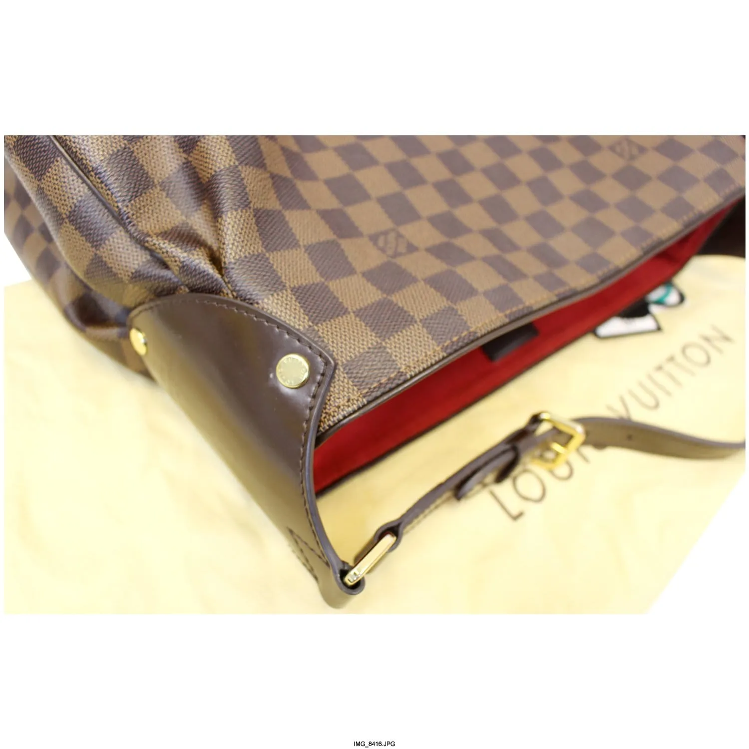 LOUIS VUITTON Reggia Damier Ebene Shoulder Bag Brown