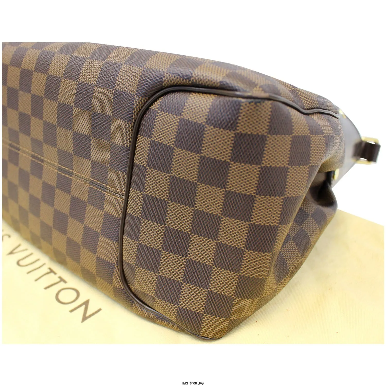 LOUIS VUITTON Reggia Damier Ebene Shoulder Bag Brown