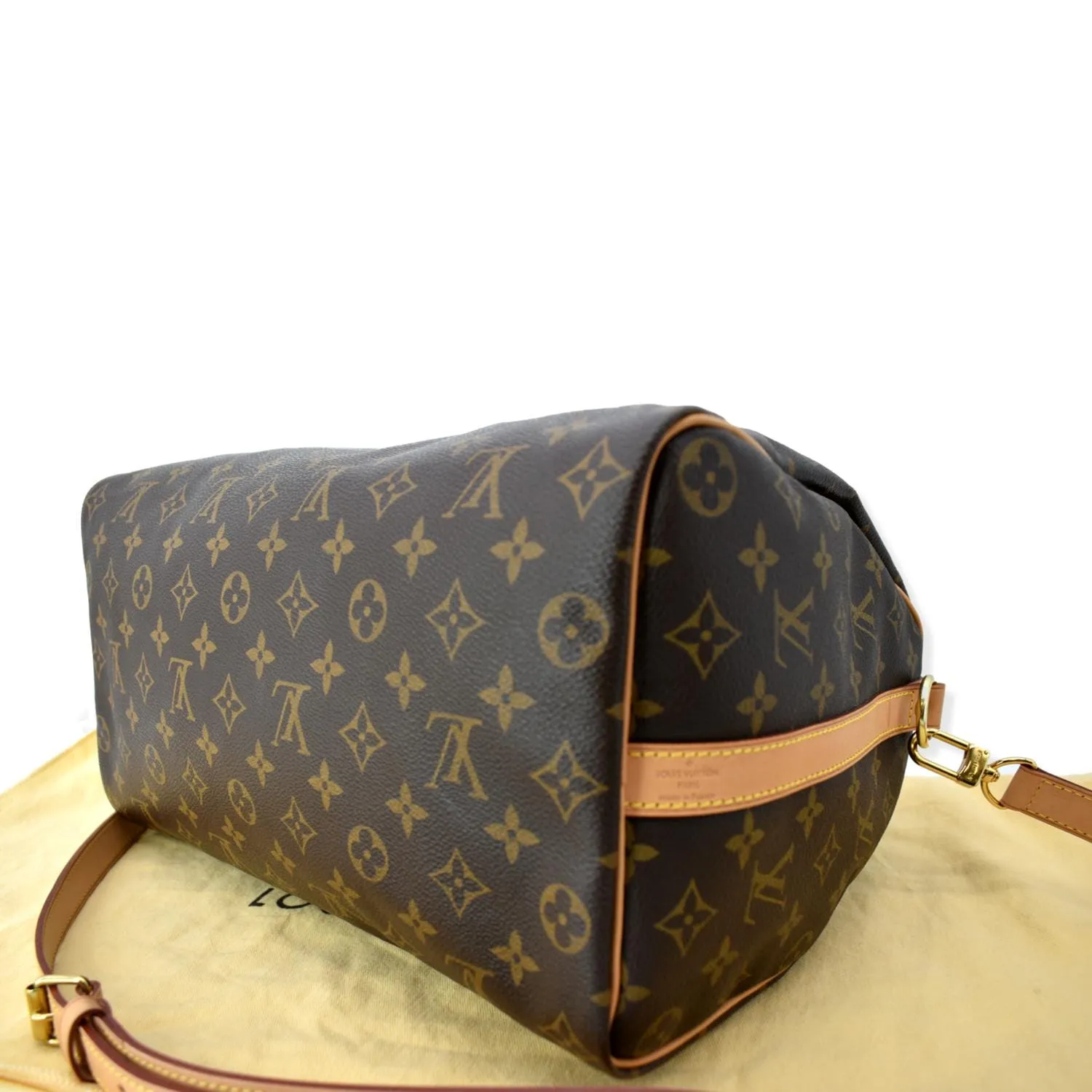 LOUIS VUITTON Speedy 35 Monogram Canvas Shoulder Bag Brown