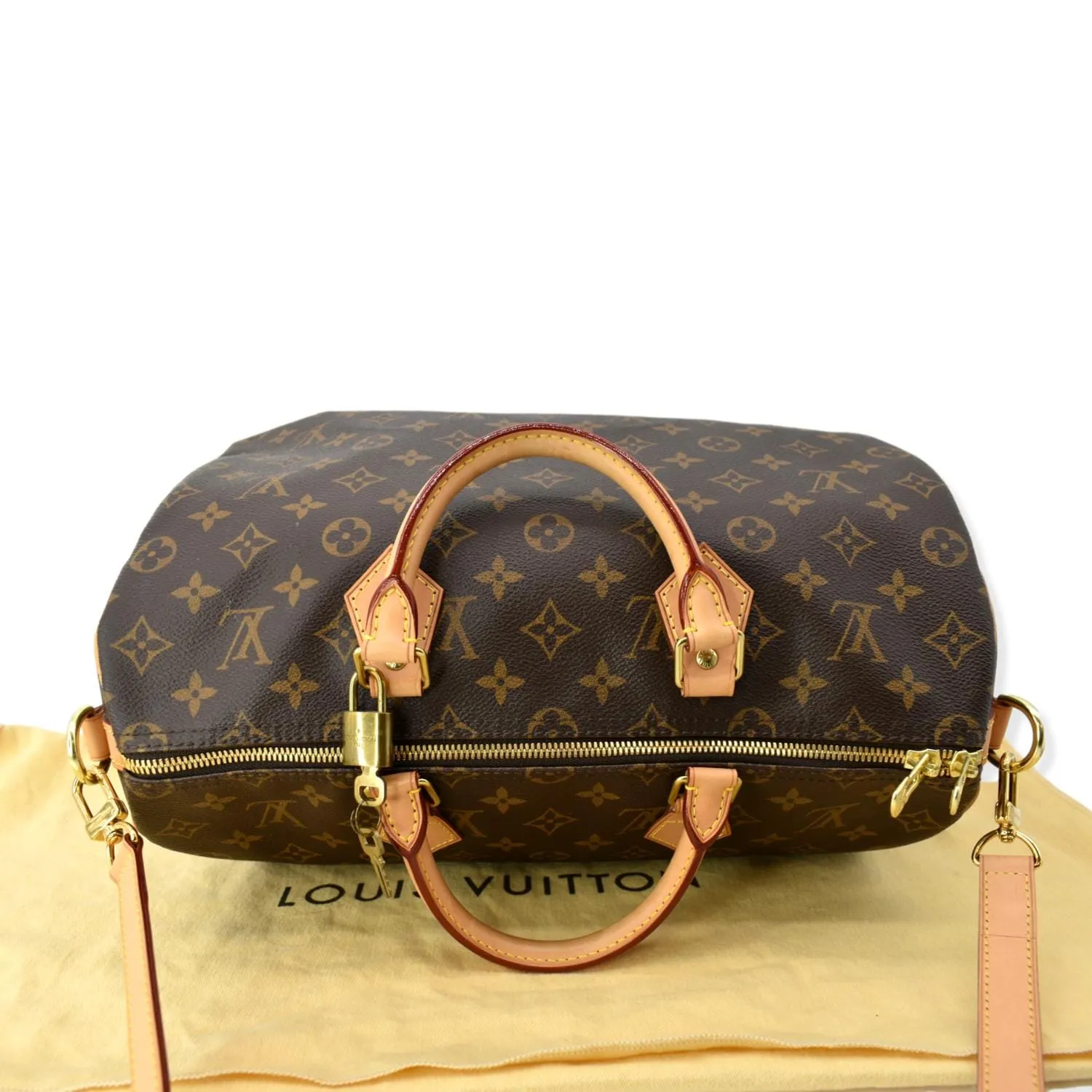 LOUIS VUITTON Speedy 35 Monogram Canvas Shoulder Bag Brown