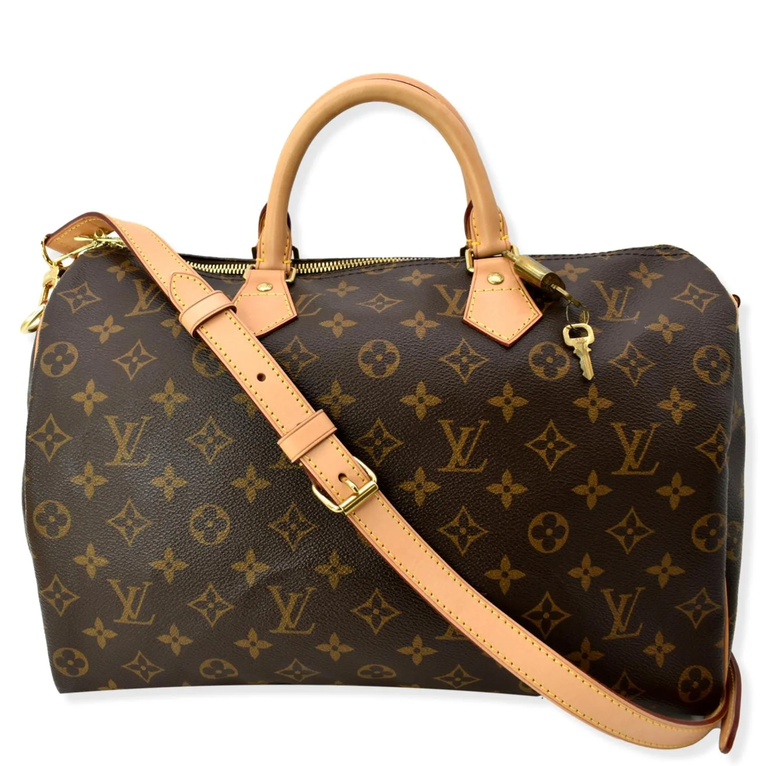 LOUIS VUITTON Speedy 35 Monogram Canvas Shoulder Bag Brown