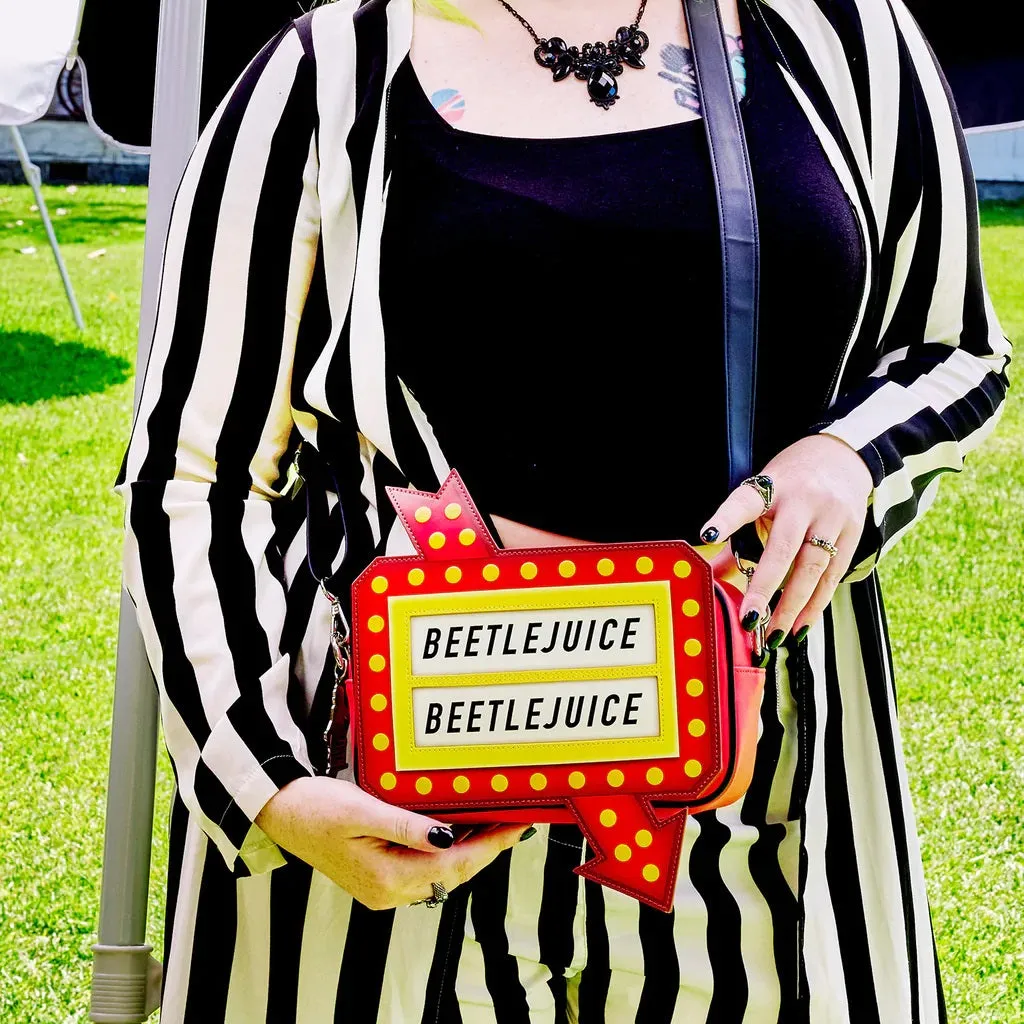 Loungefly Beetlejuice Glow Graveyard Sign Crossbody Bag
