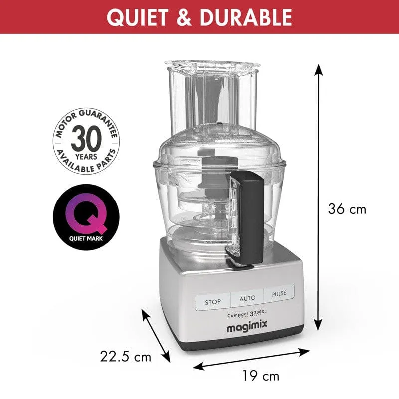 Magimix 1100W Compact Food Processor Satin Steel 5200XL