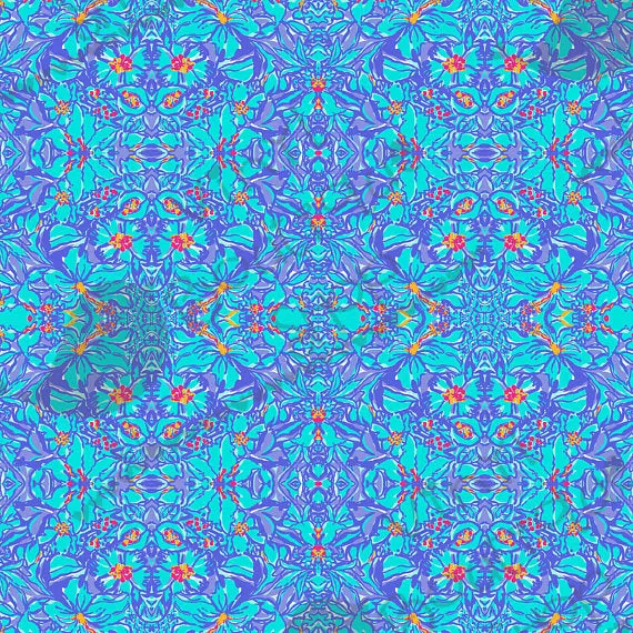 Mai Tai Purple Blue Floral Lilly Inspired Small Scale Vinyl Sheet
