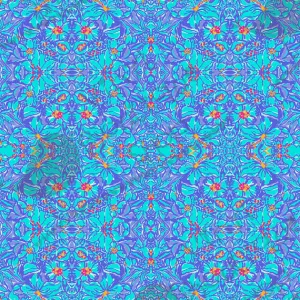 Mai Tai Purple Blue Floral Lilly Inspired Small Scale Vinyl Sheet