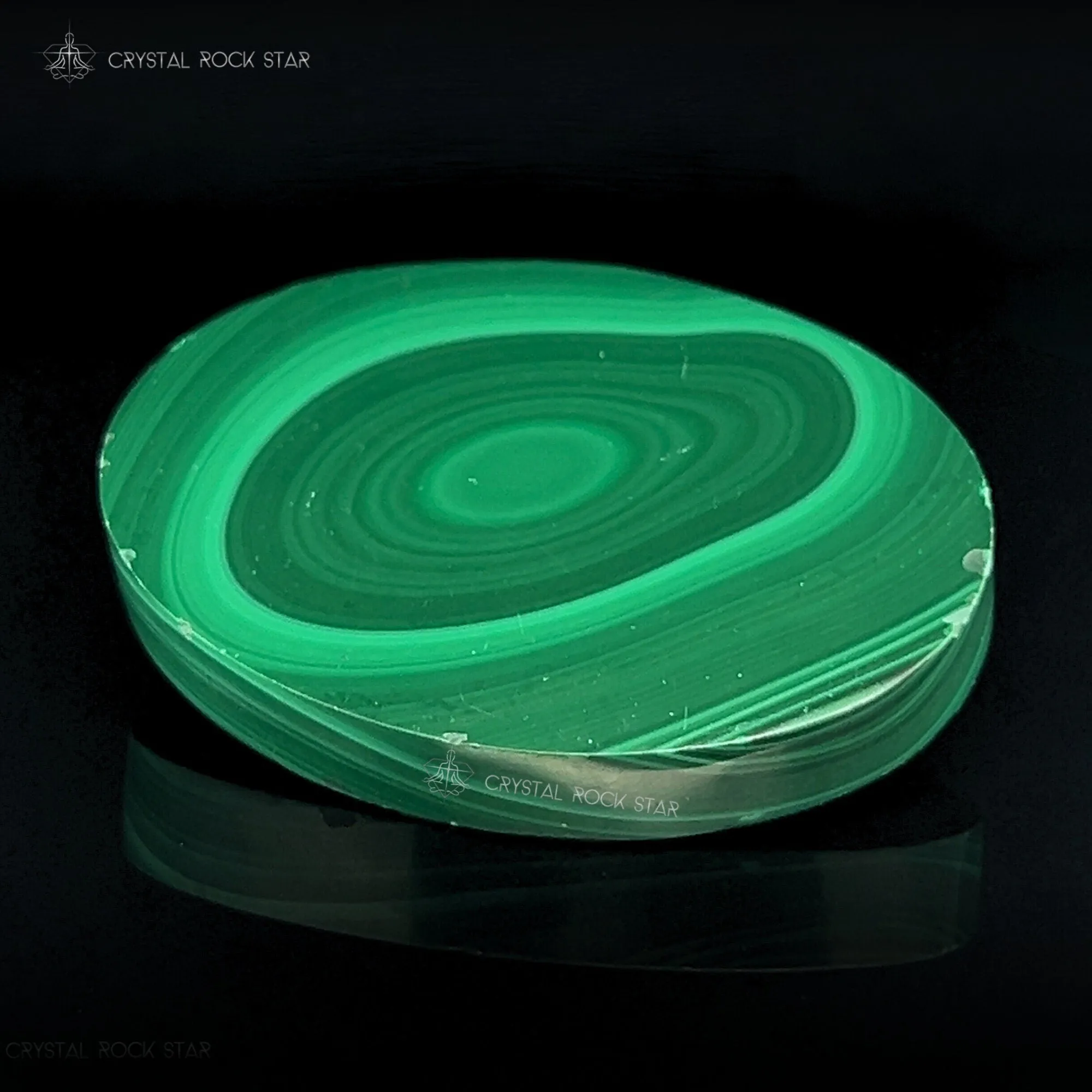 Malachite Flat Palm Stone 1.9" Slice