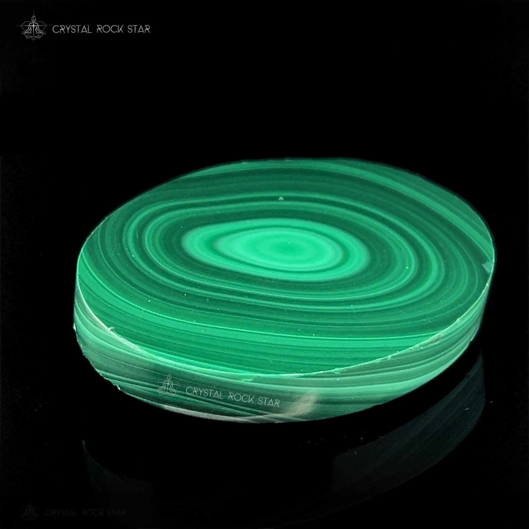 Malachite Flat Palm Stone 1.9" Slice