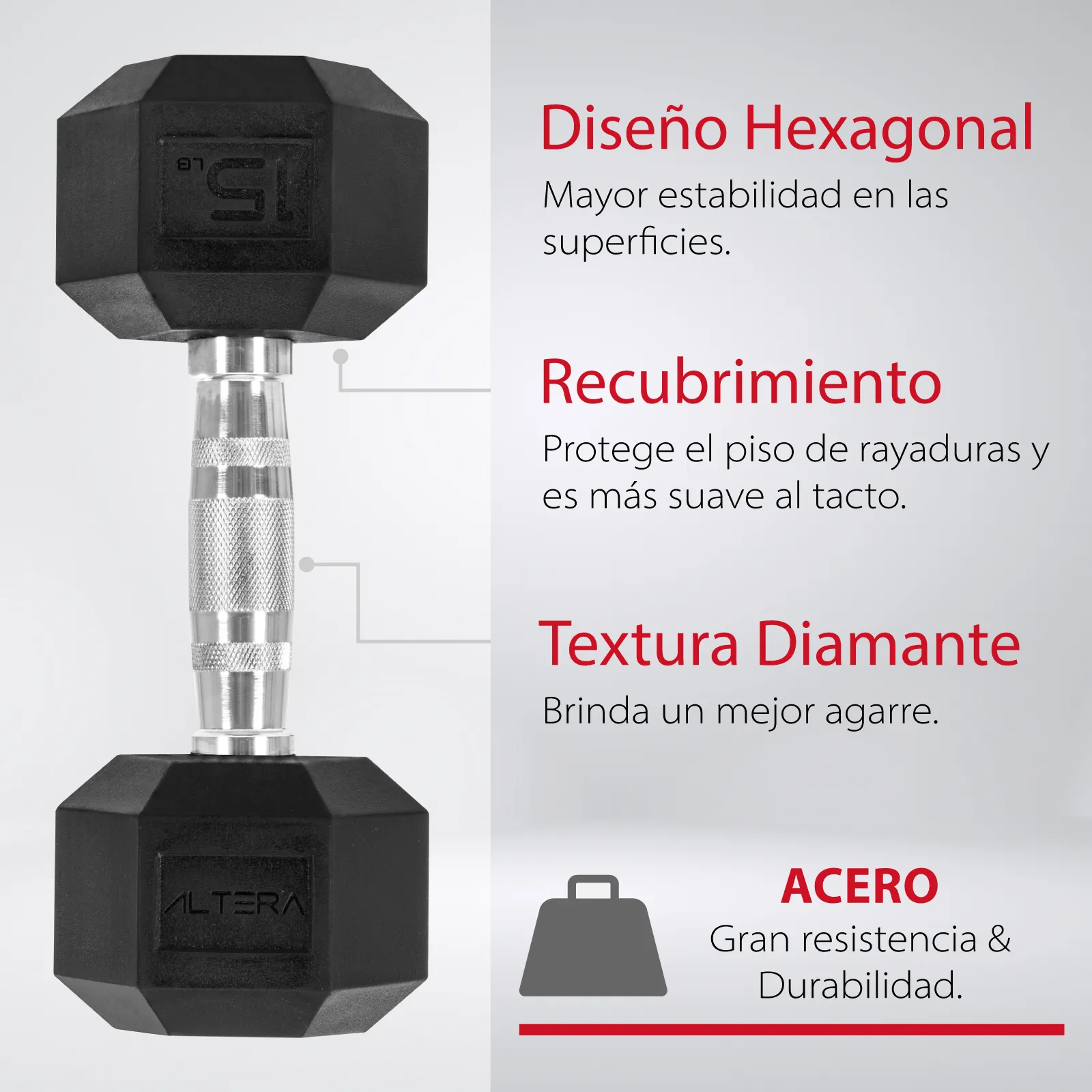 Mancuernas 15 Lbs  Hexagonales Altera Pesas Ejercicio Par Kg