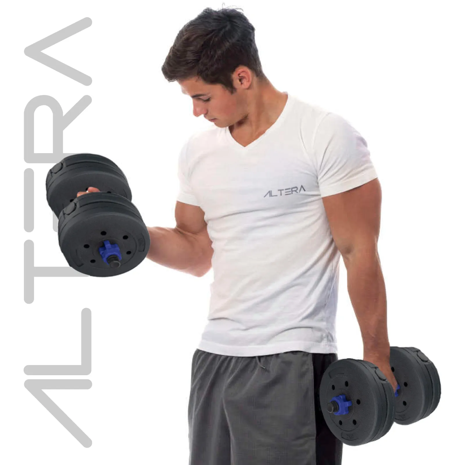 Mancuernas Ajustables 30kg Altera Set Discos Barra Pesa Rusa