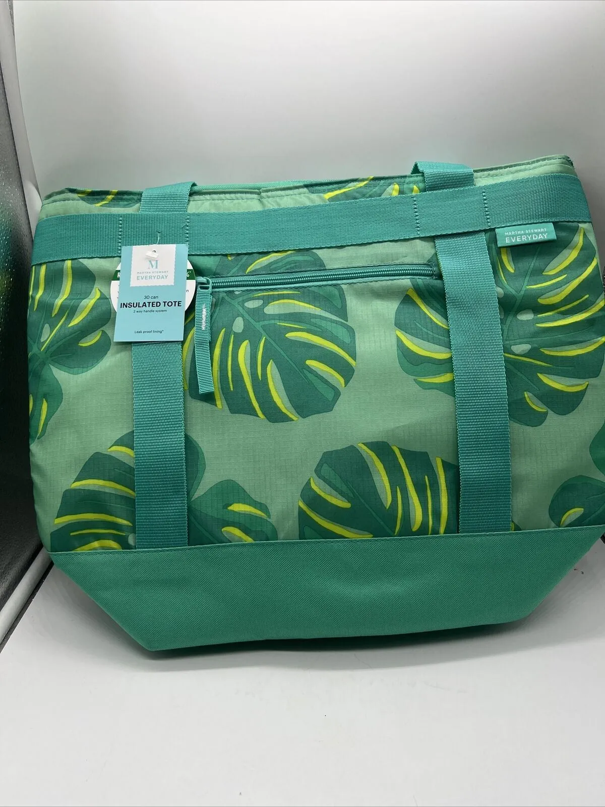 Martha Stewart Insulated Tote Cooler 2-Way Handle Travel Ice 30 Can Bag Leaves