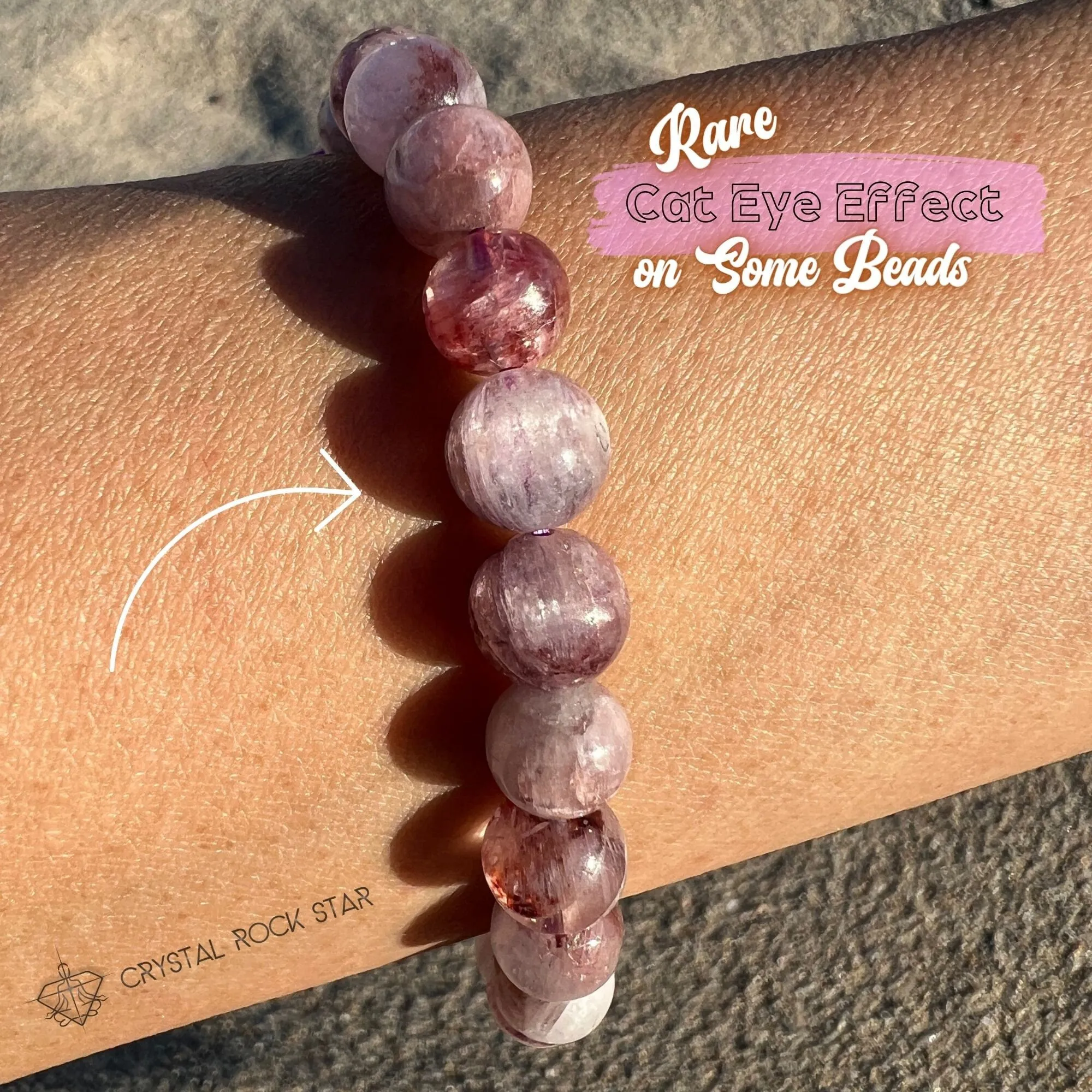 Mauve Kunzite Rare Cat Eye Bracelet 8mm