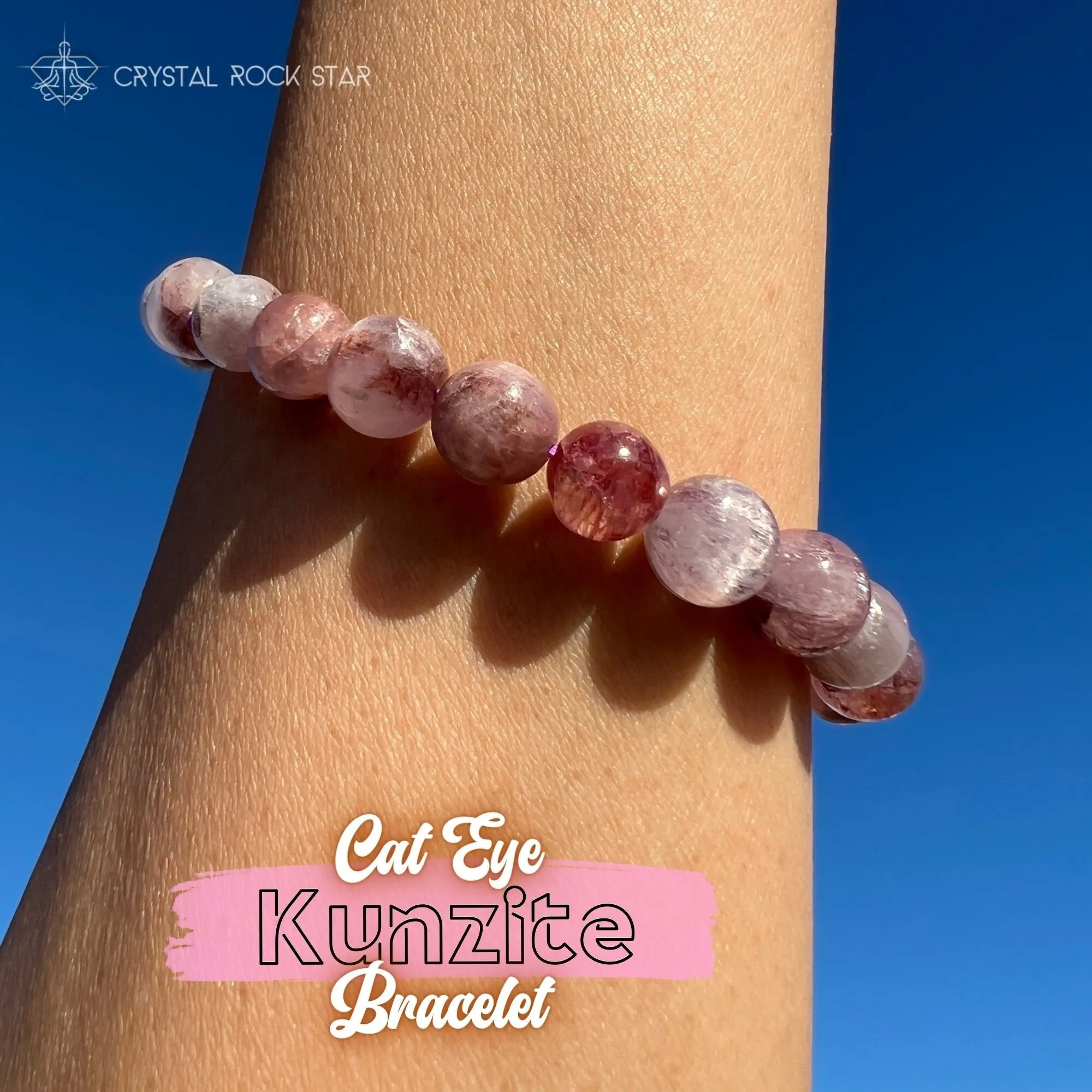 Mauve Kunzite Rare Cat Eye Bracelet 8mm