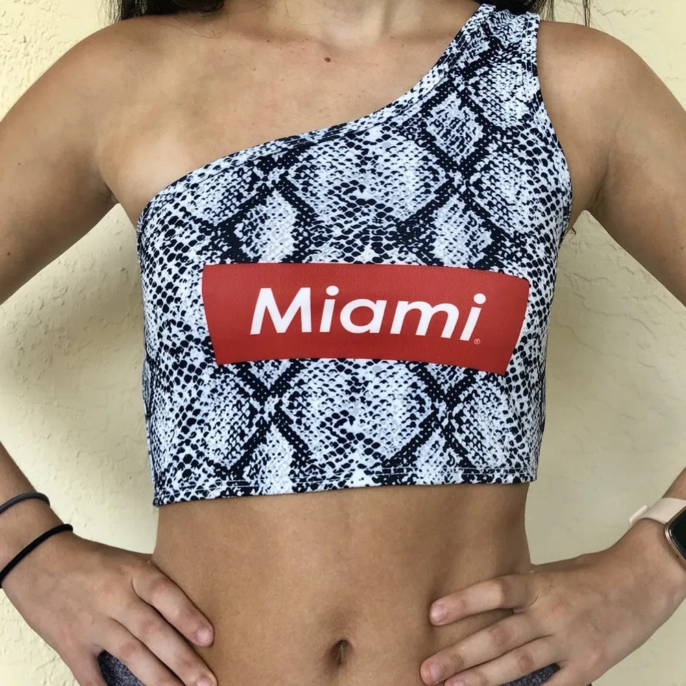 Miami University Snake Skin One Shoulder Top