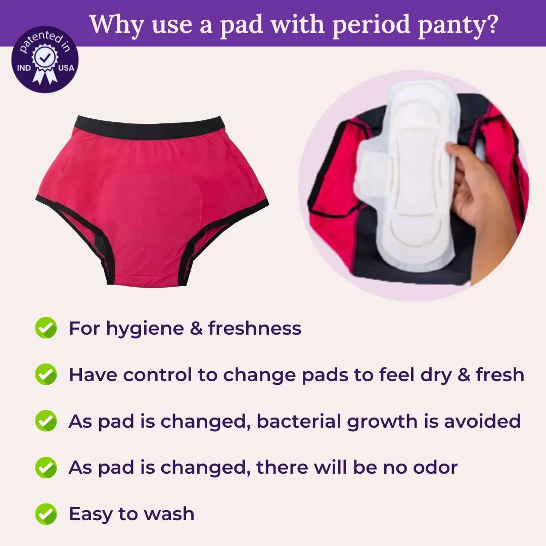 Modal Period Panty For Heavy Flow | Boxer Fit | Prevents Front, Back & Inner Thigh Stains | 3 Pack