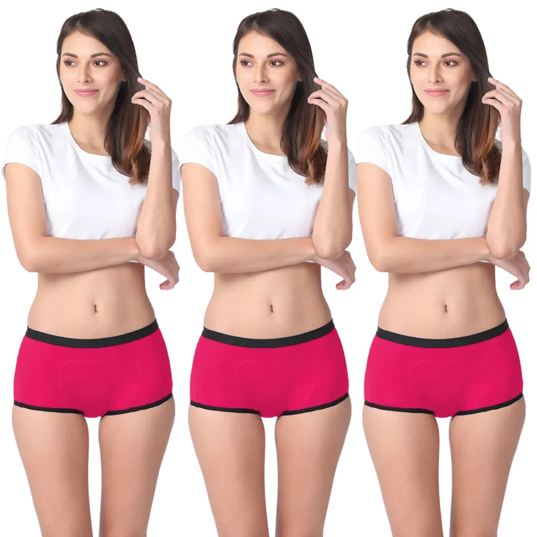 Modal Period Panty For Heavy Flow | Boxer Fit | Prevents Front, Back & Inner Thigh Stains | 3 Pack