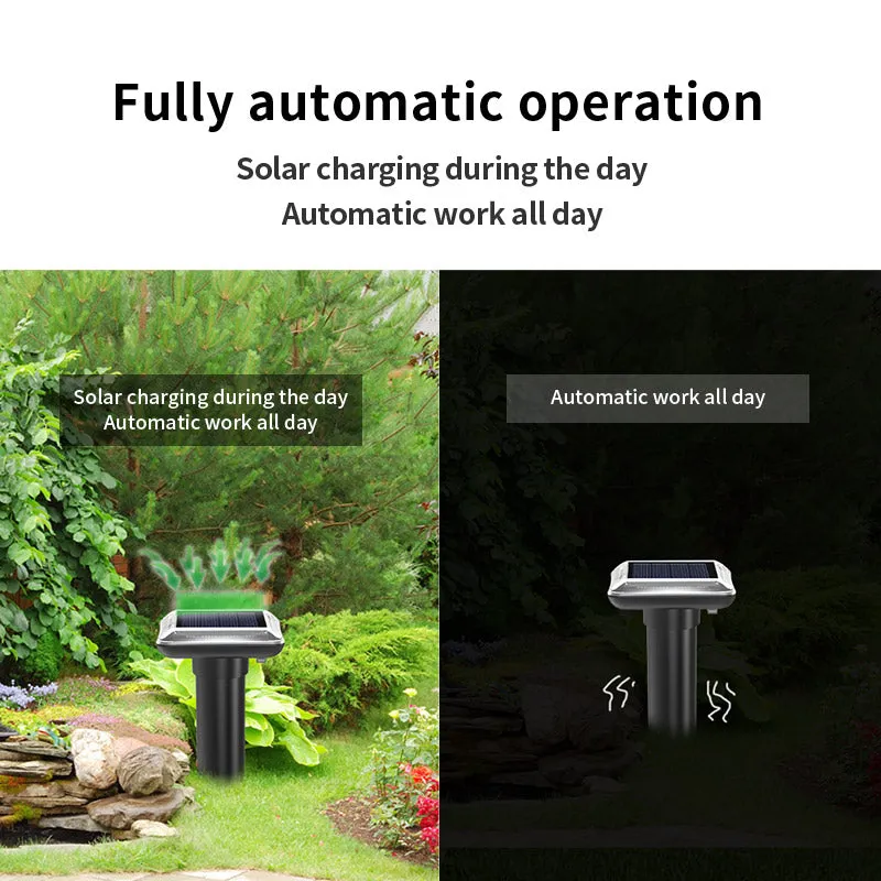 Mole Repellent Solar Powered Gopher Repellent Ultrasonic Solar Powered Sonic Mole Deterrent Stakes, Snake Groundhog Repellent for Yard, Garden, Lawn