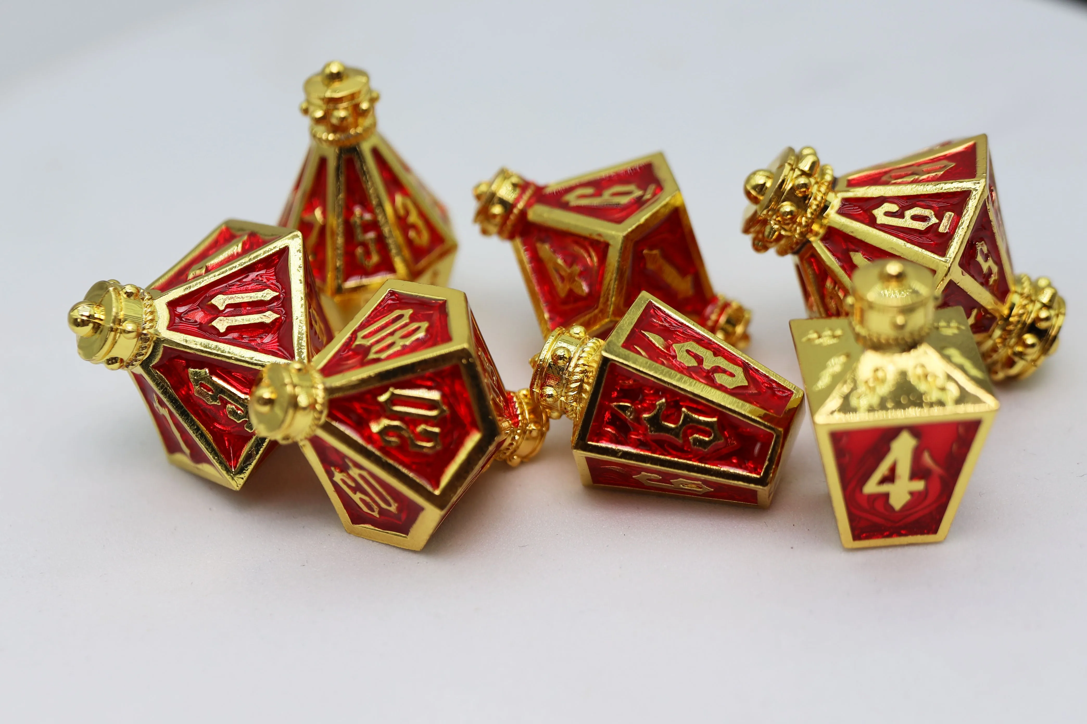Moonlit Lantern: Golden Starfire - Metal RPG Dice Set