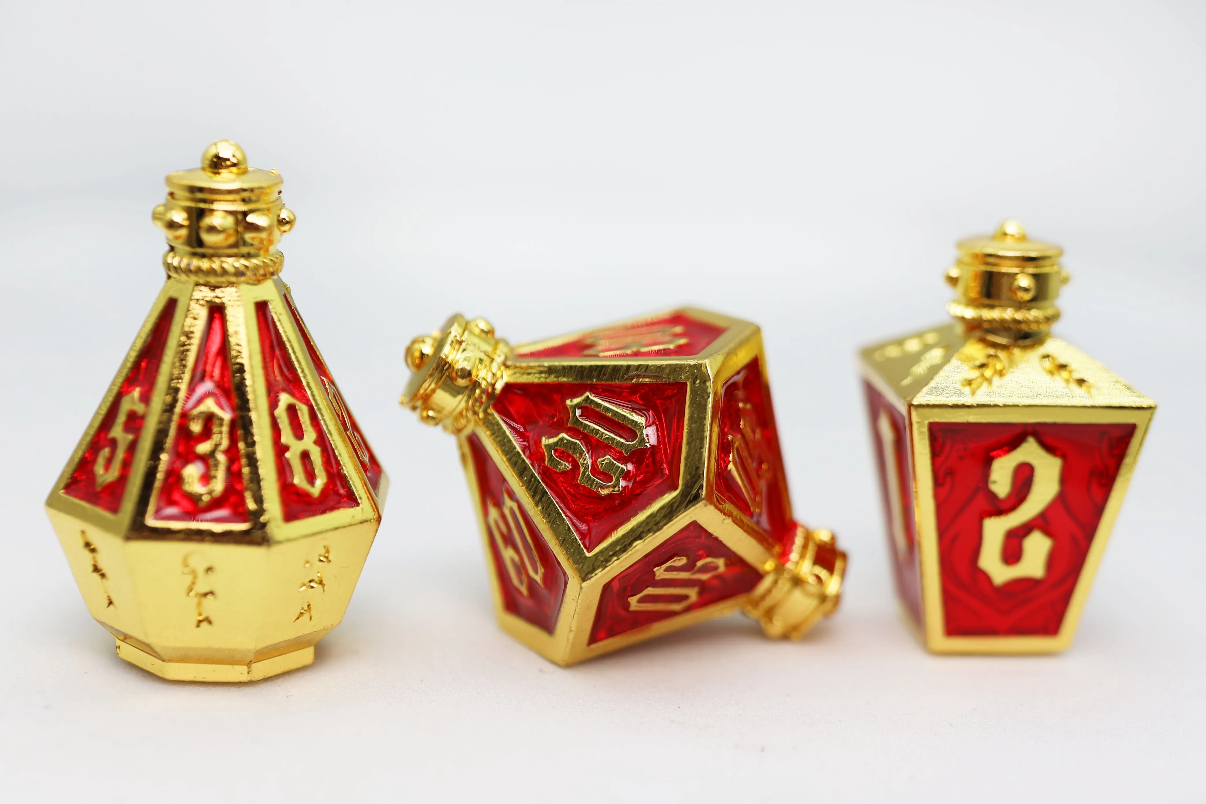 Moonlit Lantern: Golden Starfire - Metal RPG Dice Set