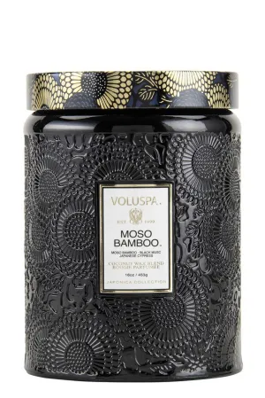 Moso Bamboo Large Embossed Jar Candle
